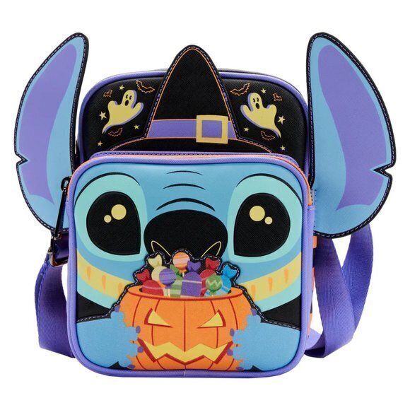 Loungefly Disney Lilo and Stitch Glow Halloween Candy Cosplay Passport Backpack - Picture 2 of 6